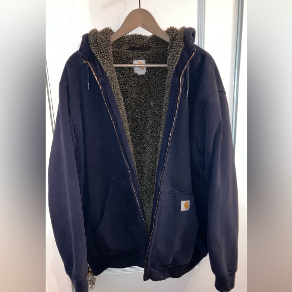 Carhartt Sherpa Lined Hoodie Navy Blue XL